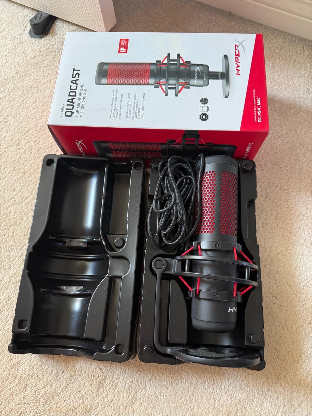 HyperX QuadCast USB Condenser Microphone - Black & Red